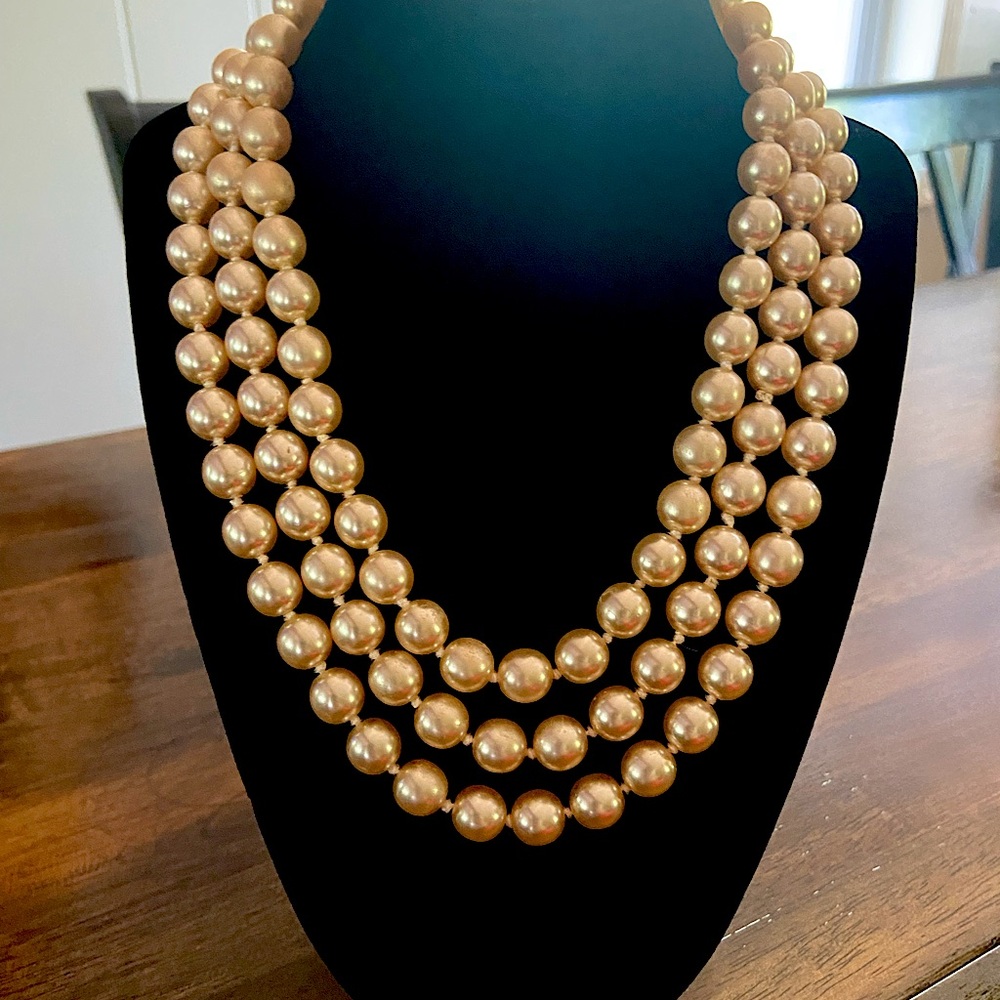 KJL by Kenneth Jay Lane 3 strand pearl necklace. Comes in cloth bag.